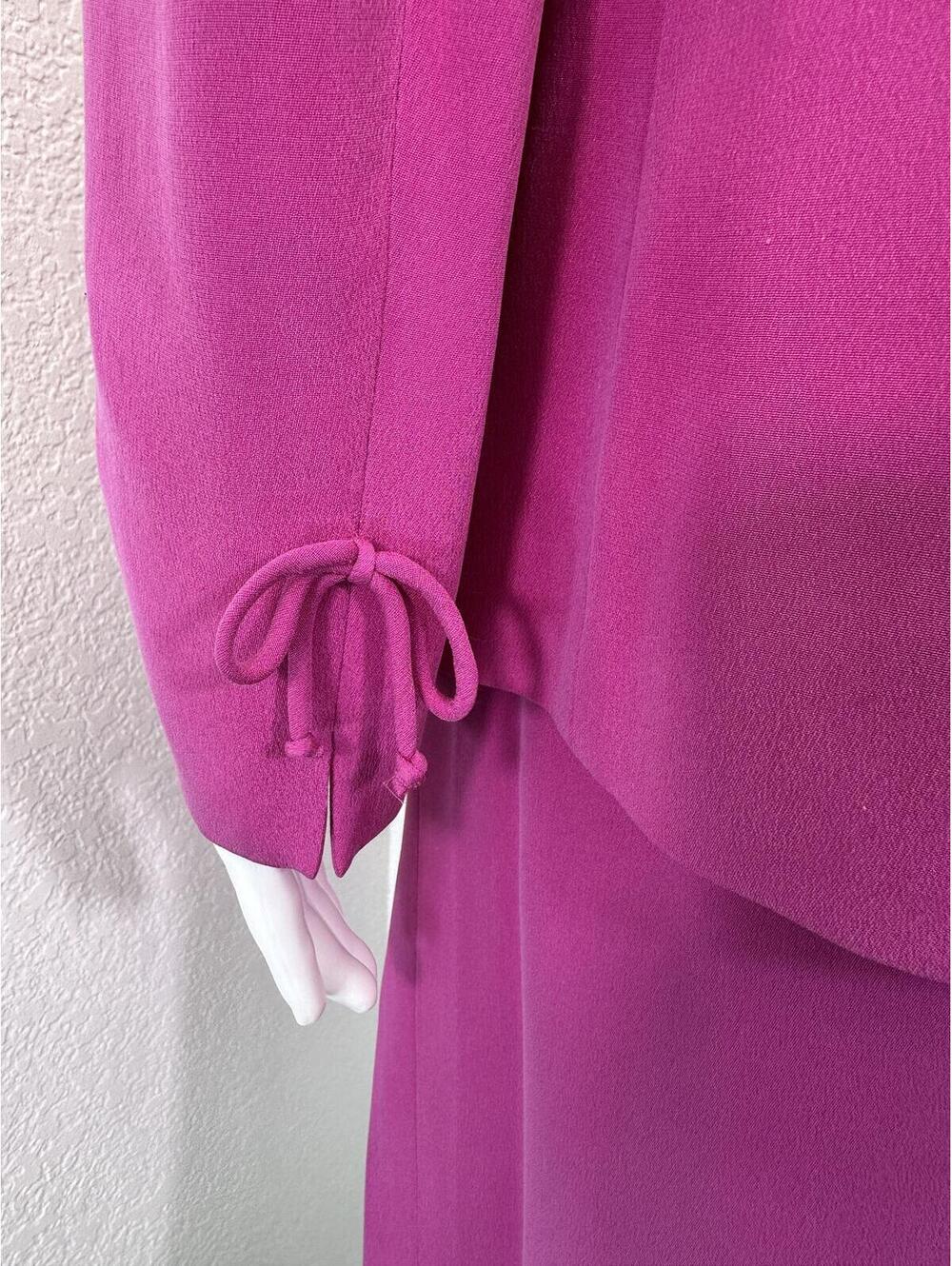 Sz 16P Kasper ASL Fuschia Pink Silk Suit Blazer Pencil Skirt Business - Picture 5 of 9